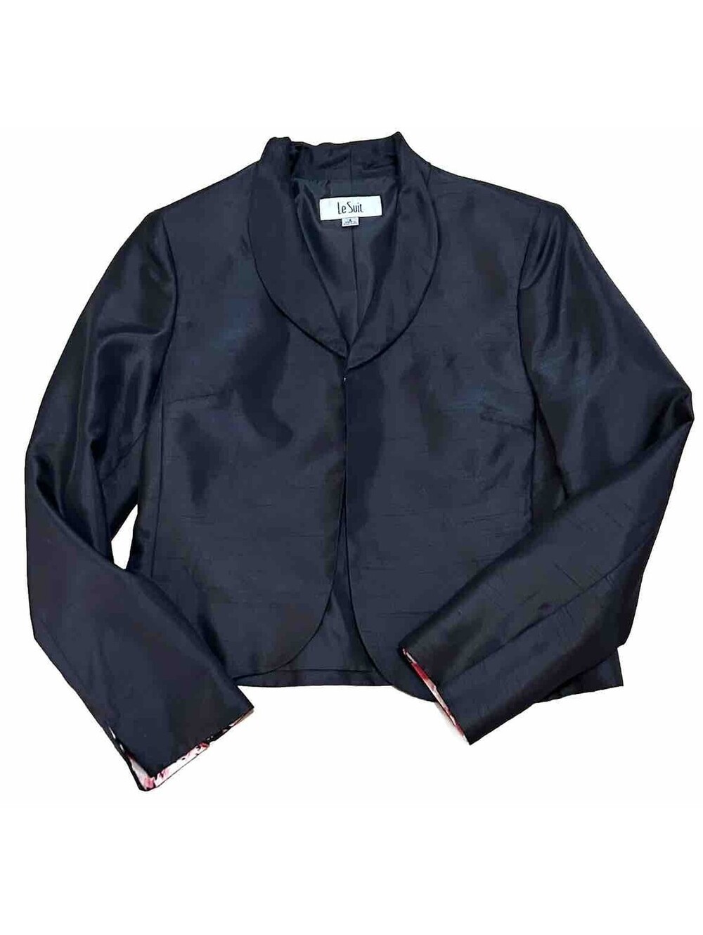 Le Suit Size 8 Black Taffeta Evening Jacket Long Sleeve Lined EUC
